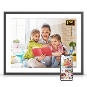 large-digital-photo-frame 32gb electronic photo frame - 17-inch dual-wifi cloud frame, fhd touch screen, full function, auto-rotate, share photos video via app email, free cloud, gift for grandparents