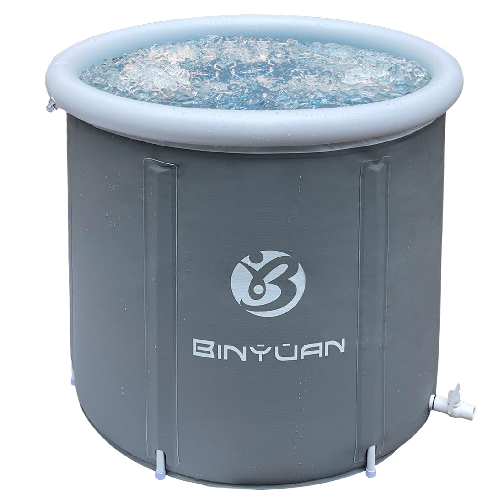 BINYUAN Ice Bath Tub for Athletes Portable Cold Plunge Tub Ice Bath Cold Plunge Tub Outdoor Ice Tub Barrel Ice Bath Tub For Adults Cold Therapy Tub for Recovery (Grey-29.5"Φ x 29.5"H)