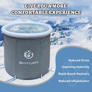 BINYUAN Ice Bath Tub for Athletes Portable Cold Plunge Tub Ice Bath Cold Plunge Tub Outdoor Ice Tub Barrel Ice Bath Tub For Adults Cold Therapy Tub for Recovery (Grey-29.5"Φ x 29.5"H)