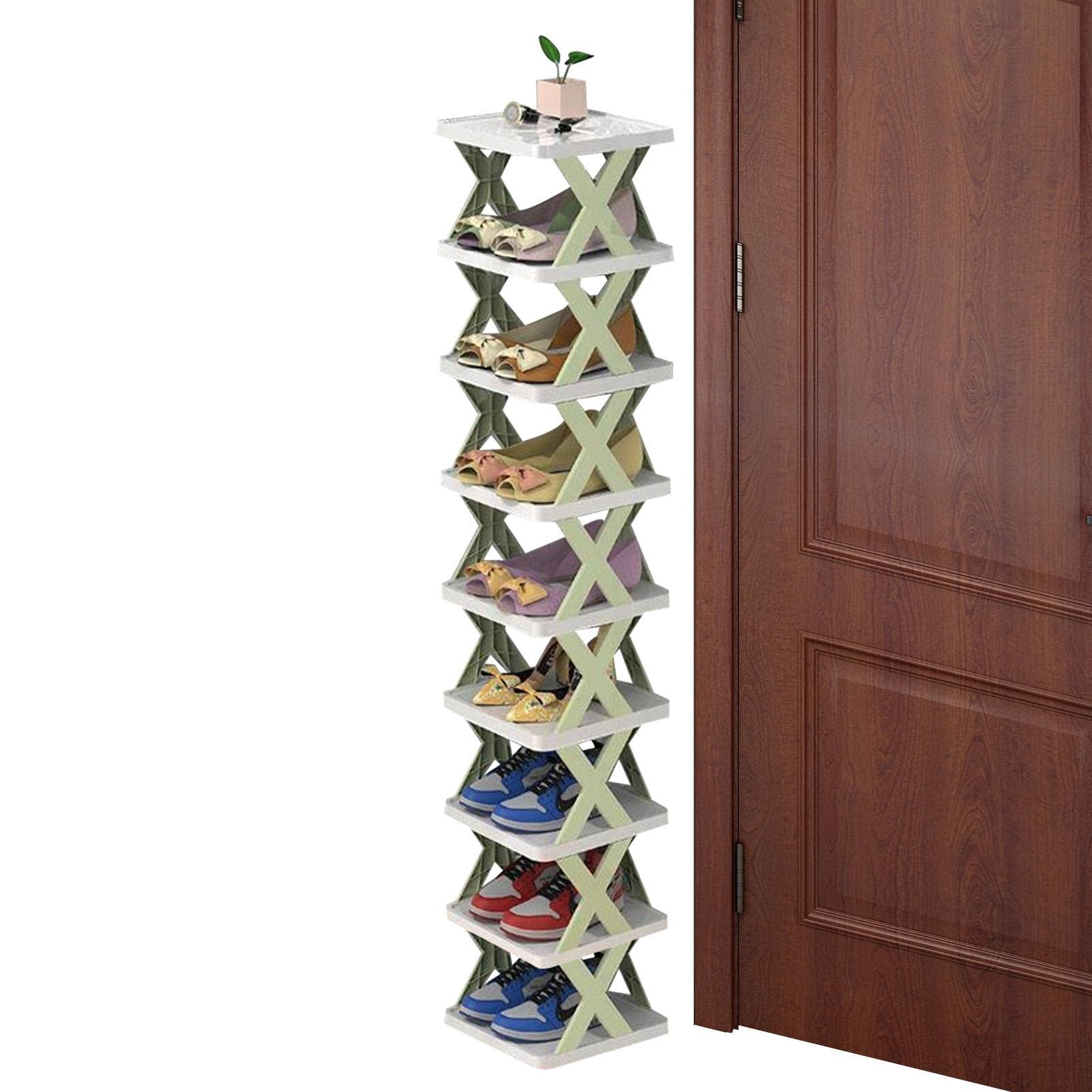 Doefo 9 Layers Foldable Shoe Rack, Compact Shoe Rack Storage- Assemble Detachable Shoe Shelves Shoe Cabinet - Creative Tower Shelf Storage for Entryway
