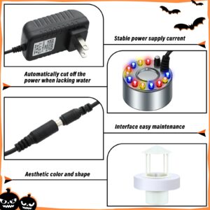 Kanayu 2 Sets Halloween Ultrasonic Mist Maker Fogger 12 LED Lights Aluminum Mister with Adjustable Fog Controller Splash Guard for Water Fountain Pond Fishtank (Plastic, Bright Style)