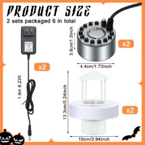 Kanayu 2 Sets Halloween Ultrasonic Mist Maker Fogger 12 LED Lights Aluminum Mister with Adjustable Fog Controller Splash Guard for Water Fountain Pond Fishtank (Plastic, Bright Style)