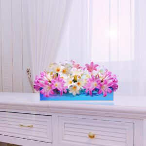 LOYWREE 2 Pcs Iridescent Acrylic Modern Vase 32.2 Inches Rectangular Floral Centerpiece for Dining Table Low Laying Unique Flower Vases for Home Decor or Weddings(Flowers not Included)