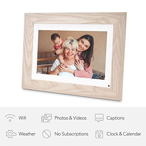 Simply Smart Home 10” WiFi Digital Photo Frame | Send Photo or Video from Phone to Digital Picture Frame with Free PhotoShare Frame v2 app | End-to-End Encryption | Quick Easy Setup | White Wash