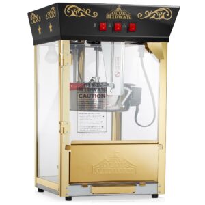 olde midway movie theater-style popcorn machine maker with 10-ounce kettle - black, vintage-style countertop popper