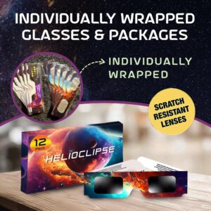 Solar Eclipse Glasses AAS Approved 2024 - [12 Pack] Trusted for Direct Solar Eclipse Viewing - ISO 12312-2 & CE Certified