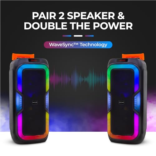 Dolphin New SP-1060RBT: Crisp & DEEP BASS - Dual 10" Bluetooth Portable Speaker w/Light Show - Rechargeable Speaker | Immersive Sound, Vibrant LED Lights, Wireless Connectivity