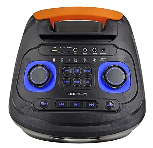 Dolphin New SP-1060RBT: Crisp & DEEP BASS - Dual 10" Bluetooth Portable Speaker w/Light Show - Rechargeable Speaker | Immersive Sound, Vibrant LED Lights, Wireless Connectivity