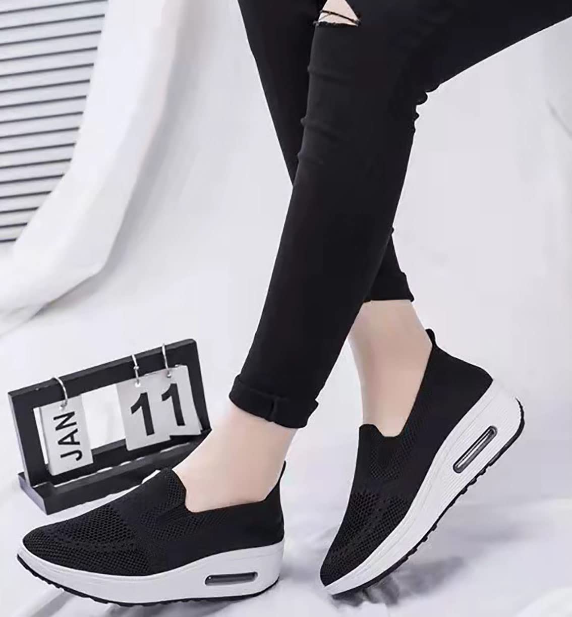 Bridge Cutters Women's Orthopedic Slope Heel Shoes Platform Shoes Orthopedic Road Walking Shoes Skate Shoes Sports Sandals mesh Flat Shoes Sports Outdoor Shoes Black 38