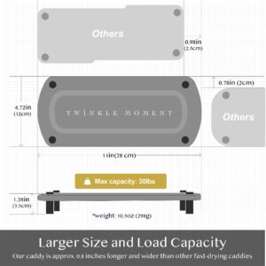 TWINKLE MOMENT 2pcs Instant Dry Sink Caddy Organizer, Fast Drying Sponge & Soap Dispenser Holder for Kitchen & Bathroom Countertop, Stainless Steel Feet, and Non-Slip Bottom (Dark Gray)