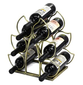lushaccents countertop wine rack - 7 bottle freestanding modern silver metal small wine rack - 3 tier tabletop wine holder stand for countertop, pantry, cabinet, wine bottle storage