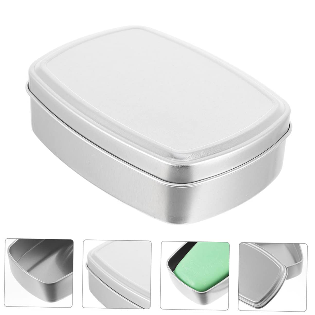 Alipis Box Aluminum Box Organizer Box with Lid Soap Holder with Lid Travel Soap Aluminum Cream Box Aluminium Soap Holder Bar Soap Container Metal Silver Square Box Mini Soaps