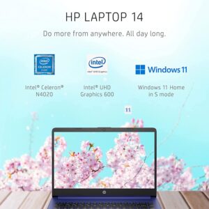 HP Latest Stream 14" HD Laptop, Intel Celeron Processor, 4GB Memory, 64GB eMMC Storage, Fast Charge, HDMI, Up to 11 Hours Long Battery Life, Office 365 1-Year, Win 11 S, Microfiber Bundle, Blue