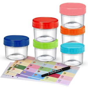 6 pack baby food storage containers with labels-4 oz baby food jars, leak proof, puree glass containers with lids microwave & dishwasher safe infants kids & growing babies