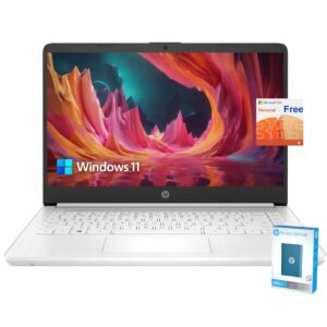 hp latest stream 14" hd laptop, intel celeron processor, 16gb memory, 64gb emmc storage, fast charge, hdmi, up to 11 hours long battery life, office 365 1-year, win 11 s, microfiber bundle, white