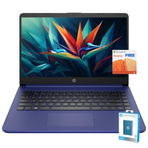 hp latest stream 14" hd laptop, intel celeron processor, 8gb memory, 64gb emmc storage, fast charge, hdmi, up to 11 hours long battery life, office 365 1-year, win 11 s, microfiber bundle, blue