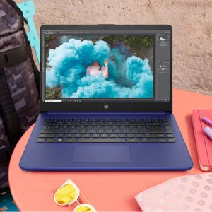 HP Latest Stream 14" HD Laptop, Intel Celeron Processor, 8GB Memory, 64GB eMMC Storage, Fast Charge, HDMI, Up to 11 Hours Long Battery Life, Office 365 1-Year, Win 11 S, Microfiber Bundle, Blue