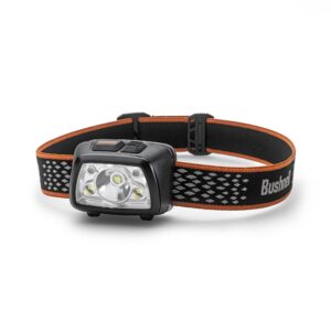 bushnell power+ 500l led headlamp - flexible power, water resistant, rechargeable, adjustable band, red mode