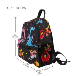 ZENWAWA Mini Backpack Cute Cartoon Dragons Cute Pattern School Bag For Kindergarten Kids with Name Tag 12/12.6 inch