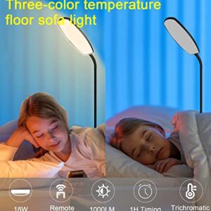 LED Floor Lamps Dimmable with Timer and Dimmer/Remote and Touch Control, 18W Bright Modern Standing Sofa Light, Adjustable Gooseneck Task Lighting for Reading Living Room Bedroom Office (Black)