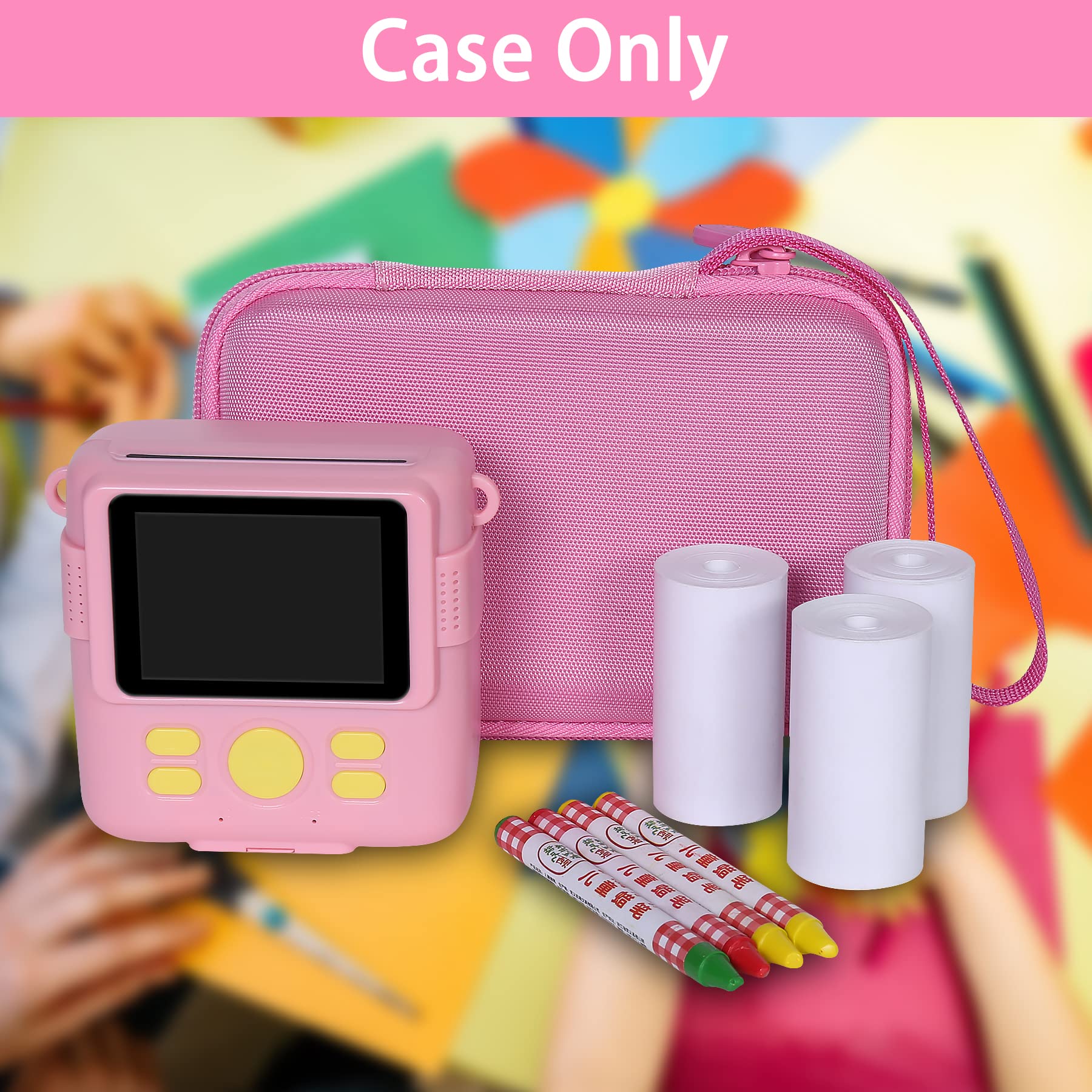 Aenllosi Kids Camera Case for Anchioo/for ESOXOFFORE Instant Print Camera Toys,Kids Selfie Digital Camera Photo Paper & Color Pen Holder (Pink,Case Only)