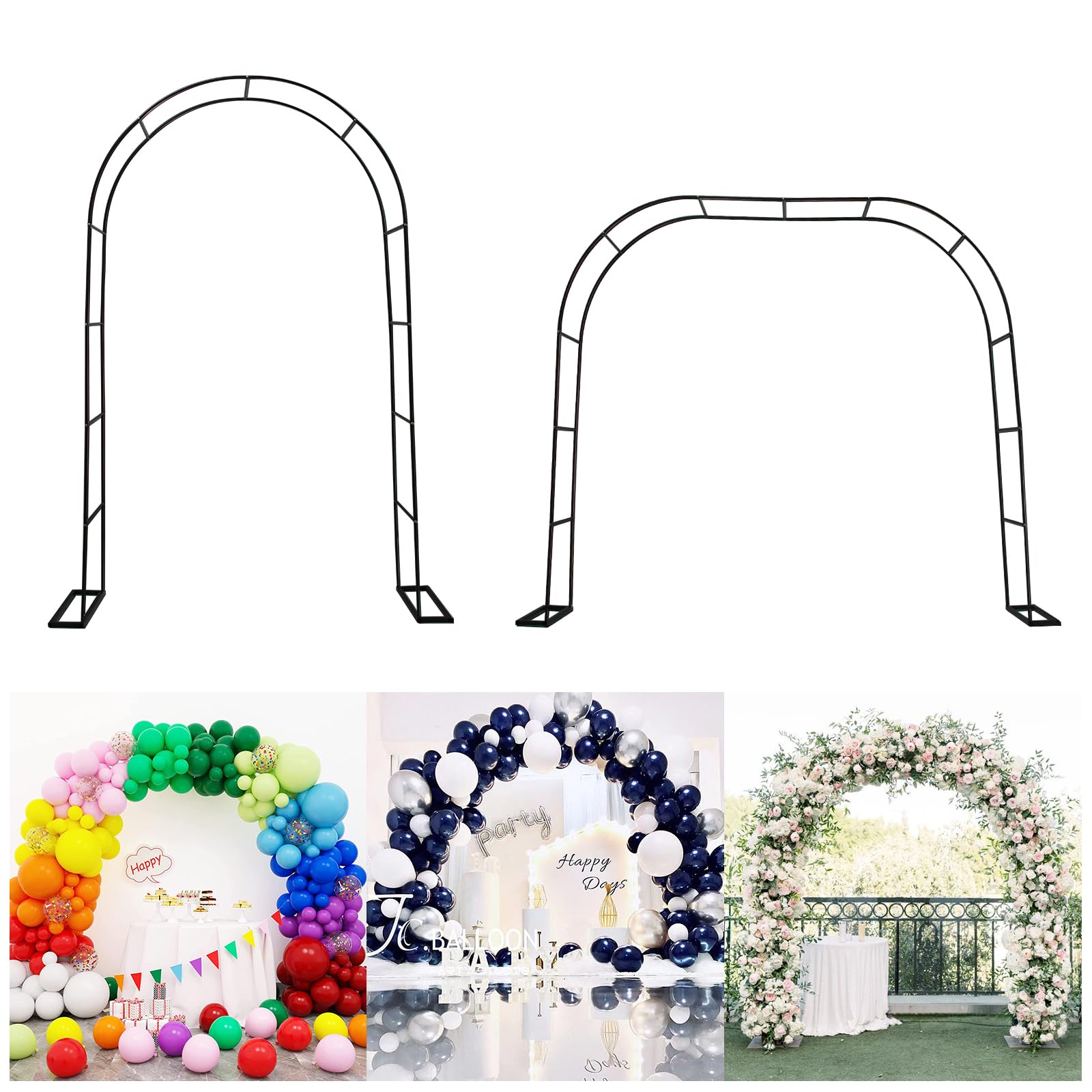 SCENDOR Metal Garden Arbor, Outdoor Wedding Arches for Ceremony, 7.9 Feet High x 4.6 Feet Wide, Assemble Easily 3 Sizes, Black Garden Arch Trellis Indoor Garden Arches for Party Decoration Wide Arbor