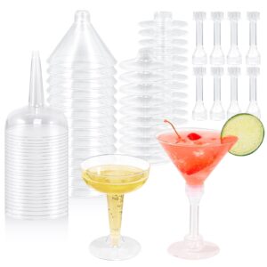 kesaplan 50 pack 2 style plastic martini glasses disposable cocktail glasses 5/3.4 oz martini plastic cocktail glasses ice cream dessert cups for appetizer, outdoor parties, weddings, home party