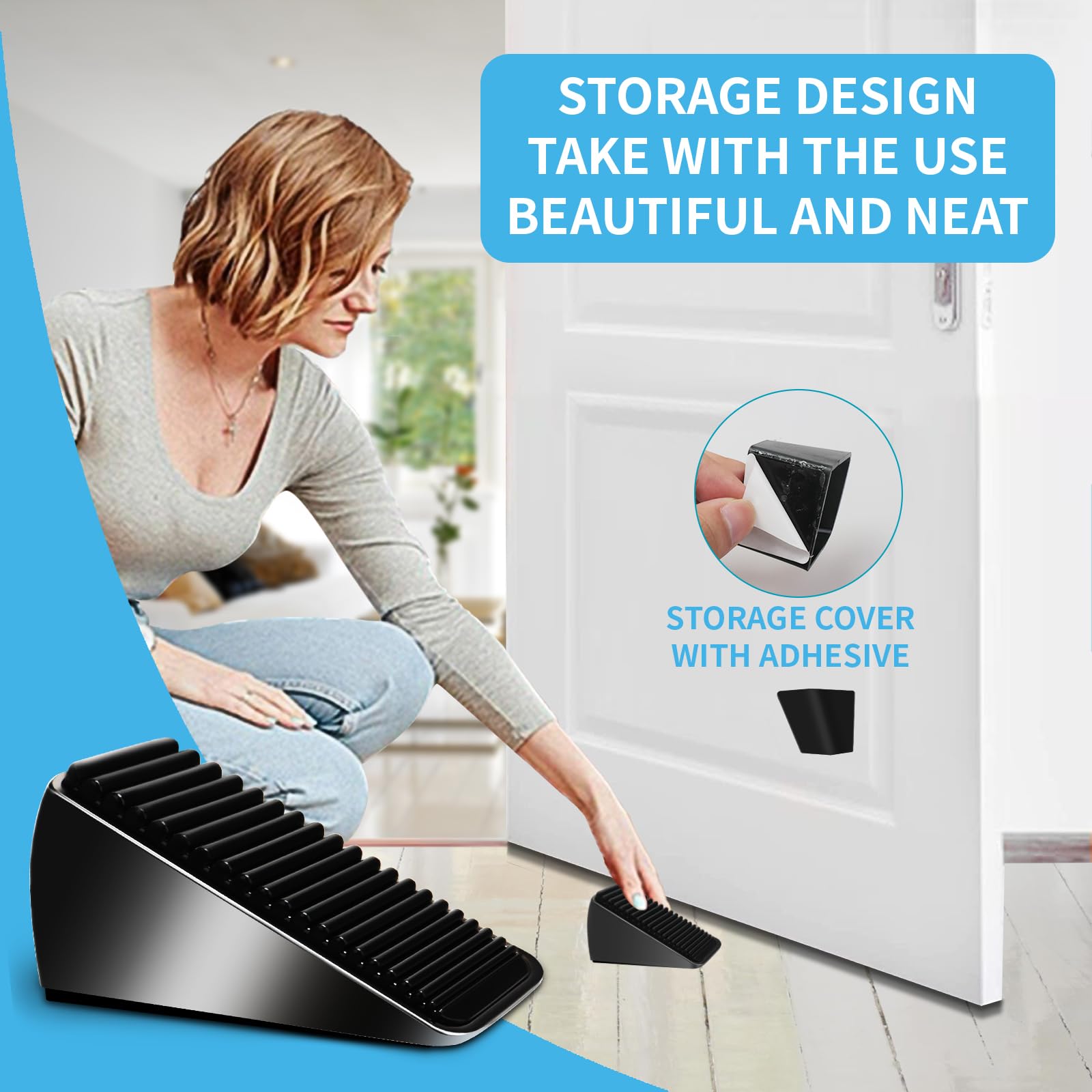 AIMAXINKE Strongest Large Door Stopper - Heavy Duty Tall Door Stop Wedge Door Stoppers for Bottom of Door, Tall up to 2.6 In Doorstop Zinc Alloy and Silicone Made Suits Any Heavy Door Any Smooth Floor