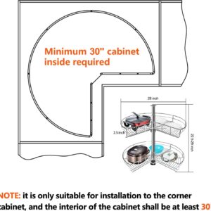 Atposh 28" Kidney Chrome Lazy Susans Kitchen Corner Cabinet Organizer (Not Cabinet Door) 270° 2 Shelf Rotating Storage Rack (28 Inch)