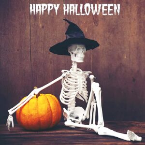 kijamilee 38 inch skeleton halloween decor, halloween skeleton with movable joint, skeleton for halloween haunted house accessories bar graveyard, party supplies, halloween decoration outdoor skeleton