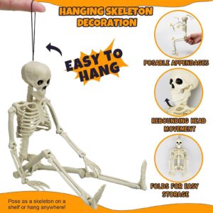 Kijamilee 38 Inch Skeleton Halloween Decor, Halloween Skeleton with Movable Joint, Skeleton for Halloween Haunted House Accessories Bar Graveyard, Party Supplies, Halloween Decoration Outdoor Skeleton