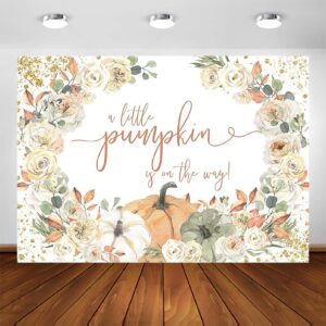 avezano pumpkin baby shower backdrop a little pumpkin is on the way baby shower party decorations fall pumpkin floral baby shower photography background banner (7x5ft)