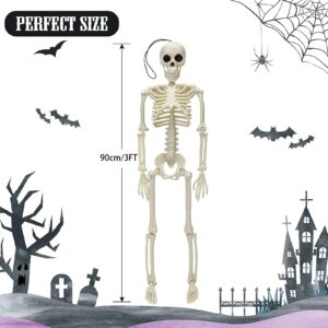 Kijamilee 38 Inch Skeleton Halloween Decor, Halloween Skeleton with Movable Joint, Skeleton for Halloween Haunted House Accessories Bar Graveyard, Party Supplies, Halloween Decoration Outdoor Skeleton