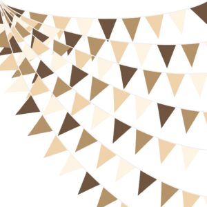 32ft brown party decorations brown pennant banner fabric triangle flag bunting garland streamers for woodland teddy bear baby shower jungle safari birthday home outdoor garden decor