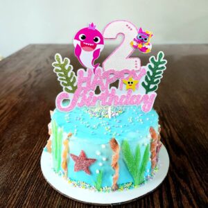 SELPONT Topper 2nd Birthday Girl, Shark Cake Topper 2,