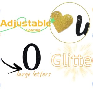 50th Birthday Anniversary Wedding Banner Funny Birthday Banner Glitter Cheers to 50 Years Birthday Party Decoration Supplies Hanging Garland Kit 10 Balloons Bunting 50 Bday Backdrop Adult Black Gold