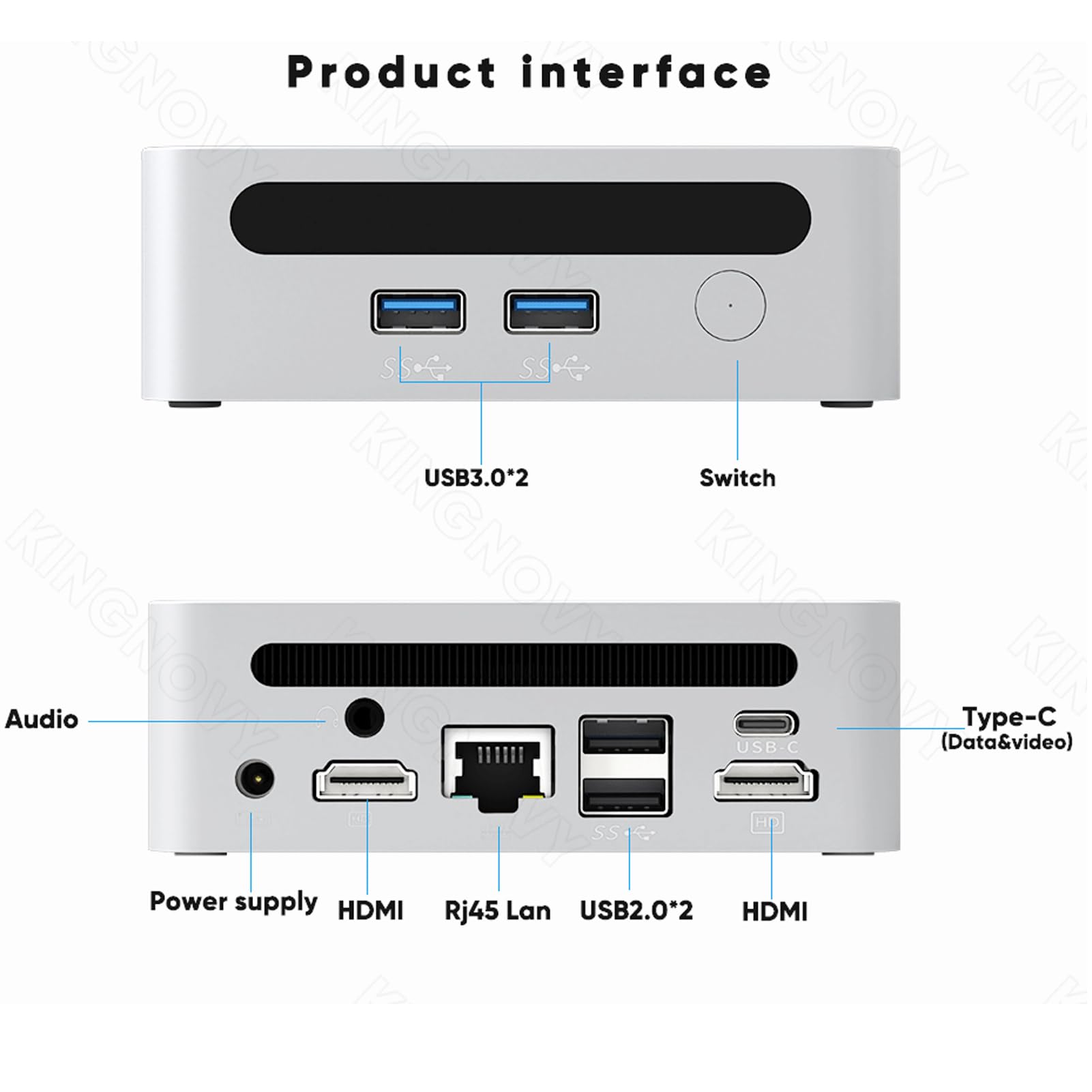 KingnovyPC 8K Mini PC AMD Ryzen 7 3750H Windows 11(8C/16T, up to 4.5 GHz), Barebone, Mini Desktop Computer, Type-C/2*HDMI Output, 4*USB 3.0, WiFi 6 BT 5.2