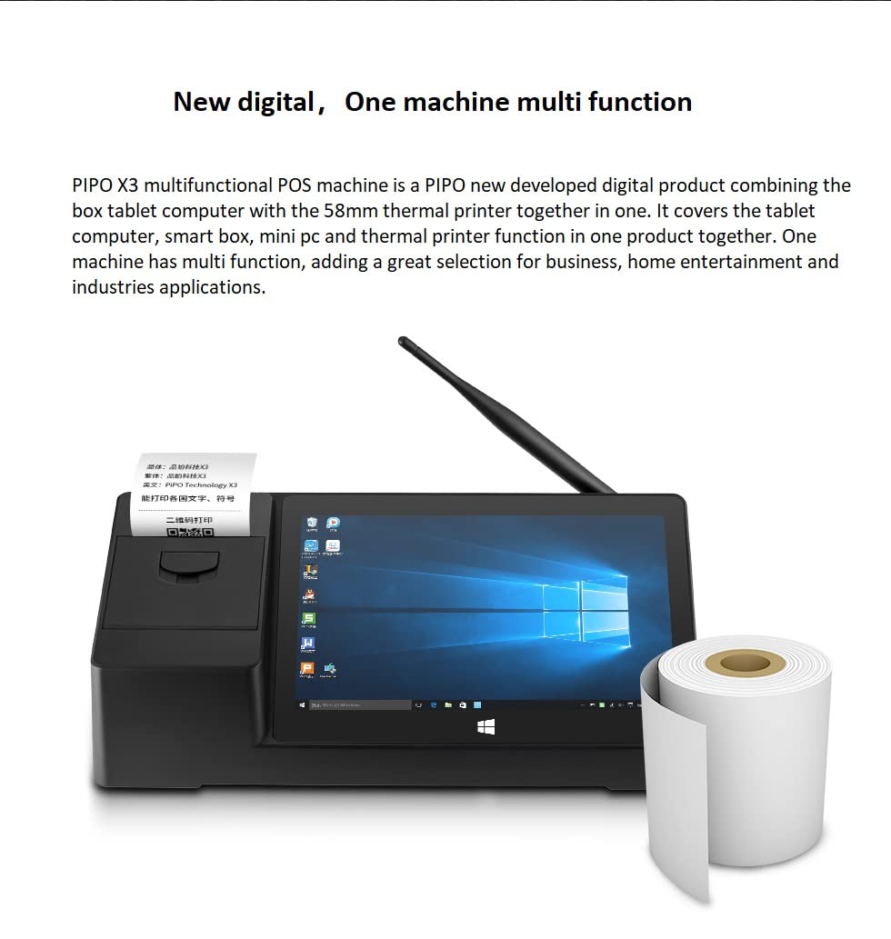 POS Thermal Printer, Tablet Computer, tablette, PIPO X3 Mini PC POS with Printer Intel Z8350 Quad Core Windows 10 Mini pc Box 1920x1200 HDMI (9inch (2+64G))