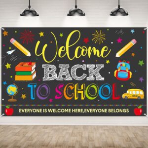 welcome back to school backdrops, welcome back bulletin board back to school banner sign hanging fabric photography background for first day of school classroom and office decorations,73x44 inch