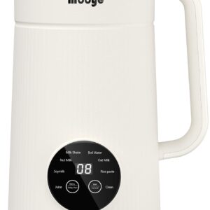 Mooye 35oz Automatic Nut Milk Maker with Nut Milk Bag - Homemade Almond, 10 Blades, Oat, Soy Milk Machine - Auto-operation, 12 Hours Timer, Easy Cleaning - Dairy-Free Beverages