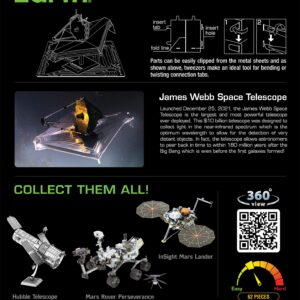 Fascinations Metal Earth James Webb Space Telescope 3D Metal Model Kit Bundle with Tweezers