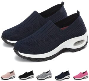 womens sneakers-air go-walk air cushion trainers, 2023 new women's orthopedic platform arch walking sneakers, air cushion slip-on motion orthotic shoes for women arch support diabetic (blue, adult, women, numeric_9_point_5, numeric, us_footwear_size_syste
