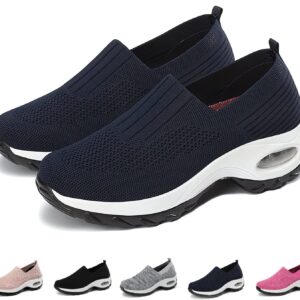 Womens Sneakers-Air Go-Walk Air Cushion Trainers, 2023 New Women's Orthopedic Platform Arch Walking Sneakers, Air Cushion Slip-On Motion Orthotic Shoes for Women Arch Support Diabetic (Blue, adult, women, numeric_9_point_5, numeric, us_footwear_size_syste