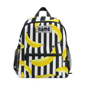 glaphy custom kid's name backpack, bananas black stripes toddler backpack for daycare travel personalized name preschool bookbag for boys girls