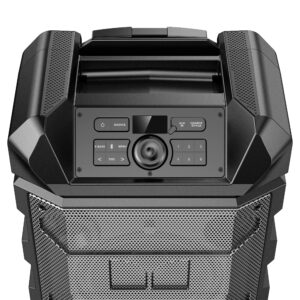 Monster Rockin’ Roller 4MAX | 100W Indoor/Outdoor Portable Bluetooth Speaker, Water Resistant | Up to 25 Hours Playtime, Karaoke Microphone, Telescoping Handle, Wheels, FM Radio, & USB Charging