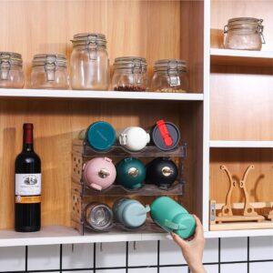 PEFWO Water Bottle Organizer, Stackable Cup Organizer for Cabinet, Water Bottle Holders for Kitchen Countertop, Tabletop, Pantry, Refrigerator -2 Packs, Hold 6 Bottles