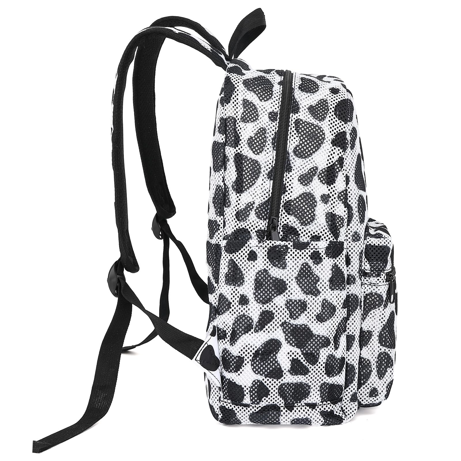 Yusudan Cow Print Mesh Backpack for Girls, Kids Semi-Transparent School Bookbag Women See Through Beach Bag Daypack