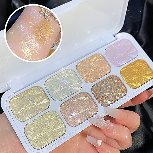 8 Colors Highlighter Makeup Palette for Face Highlighters & Luminizers iluminadores de maquillaje profesional Gold Cheek Diamond Shimmer Stick