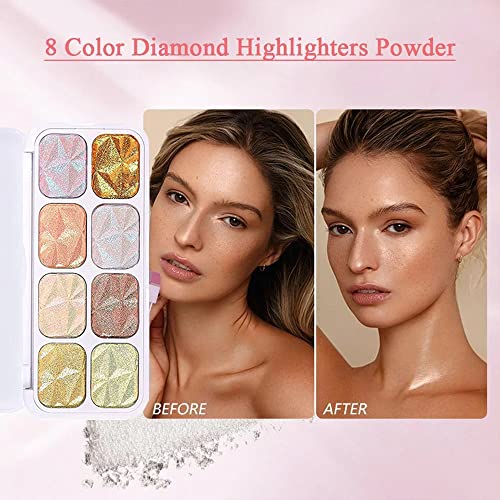 8 Colors Highlighter Makeup Palette for Face Highlighters & Luminizers iluminadores de maquillaje profesional Gold Cheek Diamond Shimmer Stick