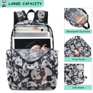 Fuyicat Panda Mesh Backpack for Women Girls, Semi-Transparent School Bag Bookbag See Through Beach Bags for Kids Adults